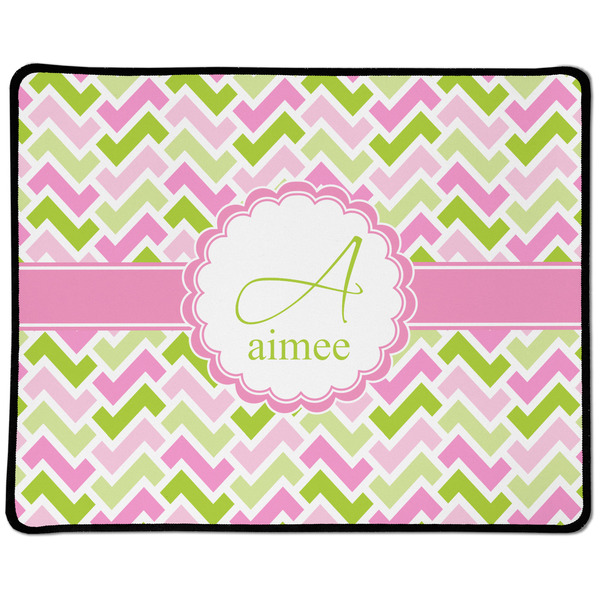 Custom Pink & Green Geometric Large Gaming Mouse Pad - 12.5" x 10" (Personalized)