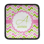 Pink & Green Geometric Iron On Square Patch w/ Name and Initial