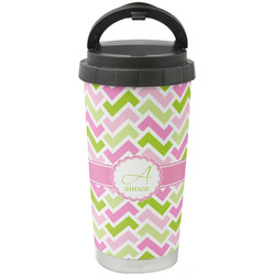 Pink & Green Geometric Stainless Steel Coffee Tumbler (Personalized)