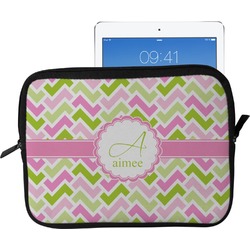 Pink & Green Geometric Tablet Case / Sleeve - Large (Personalized)