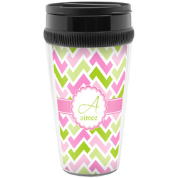 Pink & Green Geometric Acrylic Travel Mug without Handle (Personalized)