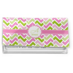 Pink & Green Geometric Vinyl Checkbook Cover (Personalized)