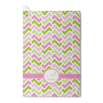 Pink & Green Geometric Waffle Weave Golf Towel (Personalized)