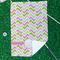 Pink & Green Geometric Waffle Weave Golf Towel - In Context