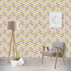 Pink & Green Geometric Wallpaper & Surface Covering (Peel & Stick - Repositionable)