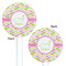 Pink & Green Geometric White Plastic 5.5" Stir Stick - Double Sided - Round - Front & Back