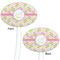 Pink & Green Geometric White Plastic 7" Stir Stick - Double Sided - Oval - Front & Back