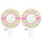 Pink & Green Geometric White Plastic 7" Stir Stick - Double Sided - Round - Front & Back