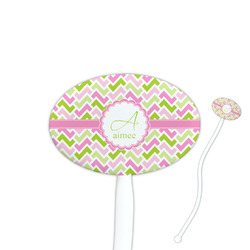 Pink & Green Geometric Oval Stir Sticks (Personalized)