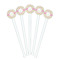 Pink & Green Geometric White Plastic 7" Stir Stick - Round - Fan View