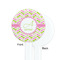 Pink & Green Geometric White Plastic 7" Stir Stick - Single Sided - Round - Front & Back