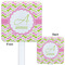 Pink & Green Geometric White Plastic Stir Stick - Double Sided - Approval