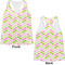 Pink & Green Geometric Womens Racerback Tank Tops - Medium - Front and Back