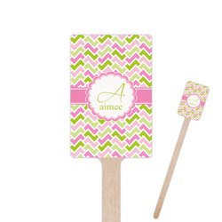 Pink & Green Geometric 6.25" Rectangle Wooden Stir Sticks - Single Sided (Personalized)