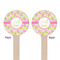 Pink & Green Geometric Wooden 6" Stir Stick - Round - Double Sided - Front & Back