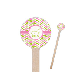Pink & Green Geometric 7.5" Round Wooden Stir Sticks - Double Sided (Personalized)