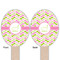 Pink & Green Geometric Wooden Food Pick - Oval - Double Sided - Front & Back