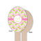 Pink & Green Geometric Wooden Food Pick - Oval - Single Sided - Front & Back