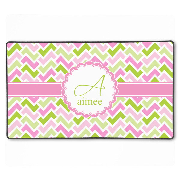 Custom Pink & Green Geometric XXL Gaming Mouse Pad - 24" x 14" (Personalized)