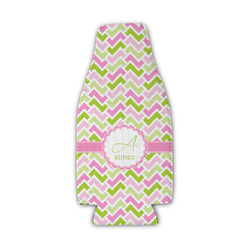 Pink & Green Geometric Zipper Bottle Cooler (Personalized)