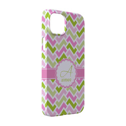 Pink & Green Geometric iPhone Case - Plastic - iPhone 14 (Personalized)