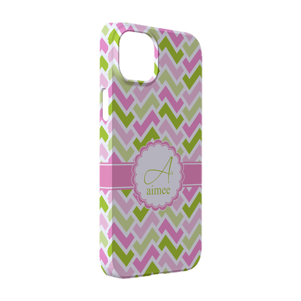 Custom Pink & Green Geometric iPhone Case - Plastic - iPhone 14 (Personalized)