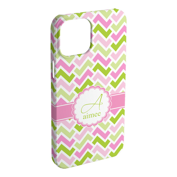 Custom Pink & Green Geometric iPhone Case - Plastic - iPhone 15 Plus (Personalized)