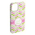 Pink & Green Geometric iPhone Case - Plastic - iPhone 15 Pro Max (Personalized)