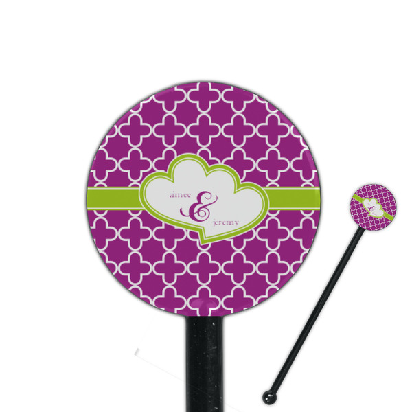 Custom Clover 5.5" Round Plastic Stir Sticks - Black - Single Sided (Personalized)