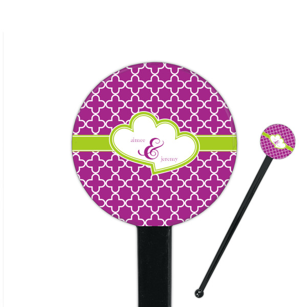 Custom Clover 7" Round Plastic Stir Sticks - Black - Single Sided (Personalized)