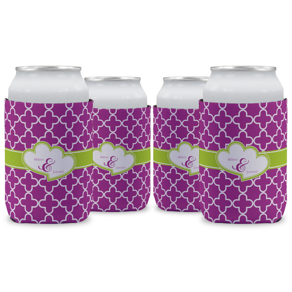 Custom Clover Can Cooler (12 oz) - Set of 4 w/ Couple's Names