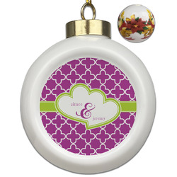Clover Ceramic Ball Ornaments - Poinsettia Garland (Personalized)