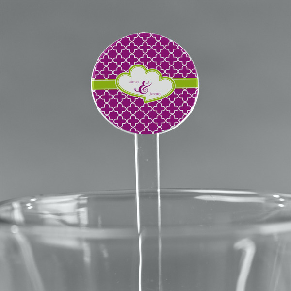 Custom Clover 7" Round Plastic Stir Sticks - Clear (Personalized)