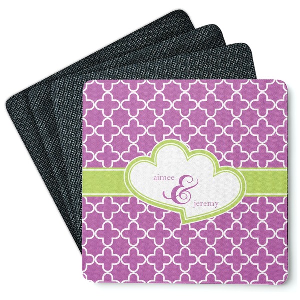 Custom Clover Square Rubber Backed Coasters - Set of 4 (Personalized)