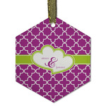 Clover Flat Glass Ornament - Hexagon w/ Couple's Names