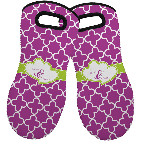 Custom Clover Neoprene Oven Mitts - Set of 2 w/ Couple's Names