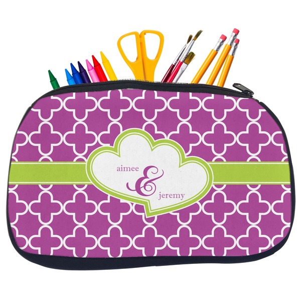 Custom Clover Neoprene Pencil Case - Medium w/ Couple's Names