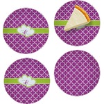 Clover Set of 4 Glass Appetizer / Dessert Plate 8" (Personalized)