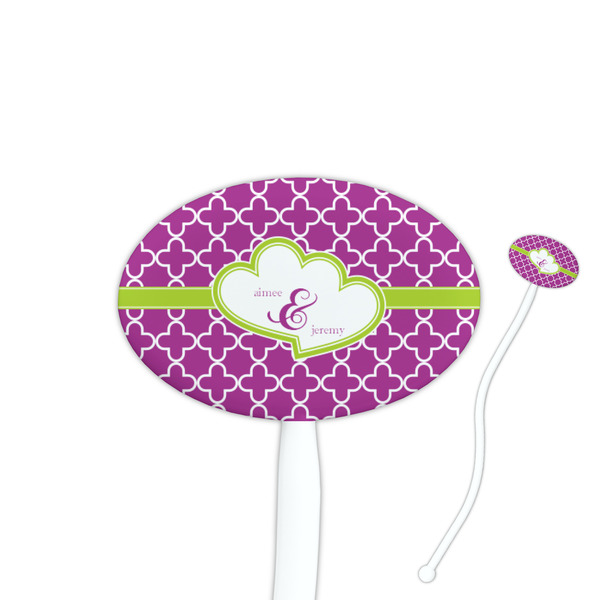 Custom Clover 7" Oval Plastic Stir Sticks - White - Double Sided (Personalized)