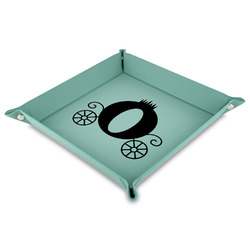 Princess Carriage Faux Leather Dice Tray - 9" x 9"  - Teal