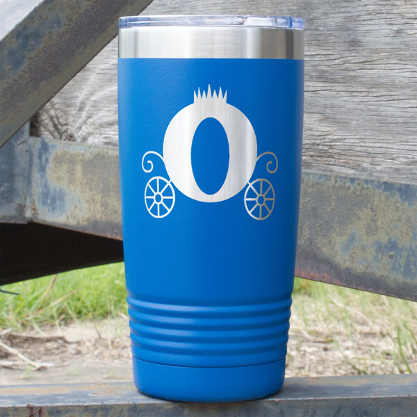 Custom Princess Carriage 20 oz Stainless Steel Tumbler - Royal Blue - Double Sided (Personalized)