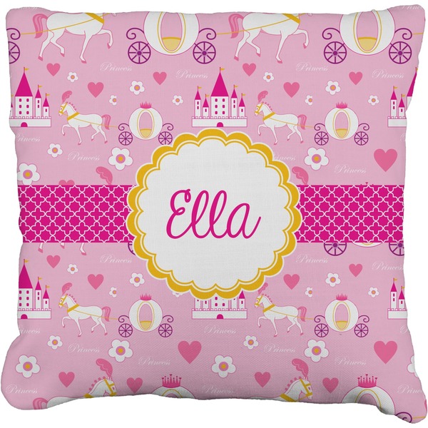 Custom Princess Carriage Faux-Linen Throw Pillow 16" (Personalized)