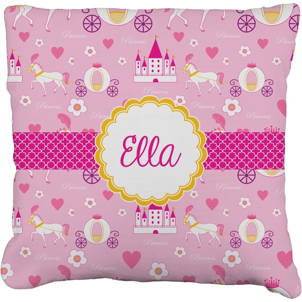 Custom Princess Carriage Faux-Linen Throw Pillow 20" (Personalized)