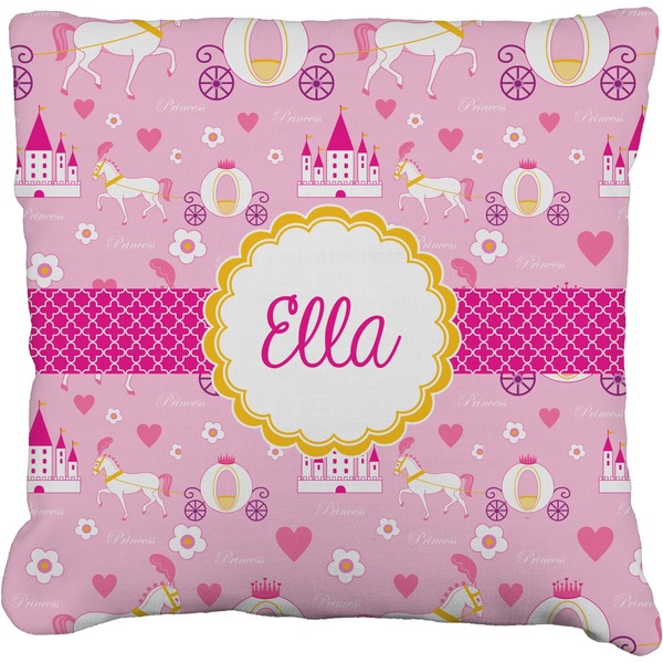 Custom Princess Carriage Faux-Linen Throw Pillow 26" (Personalized)