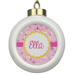 Princess Carriage Ceramic Ball Ornament (Personalized)