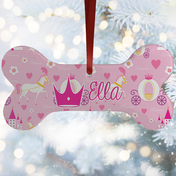 Custom Princess Carriage Ceramic Dog Ornament w/ Name or Text