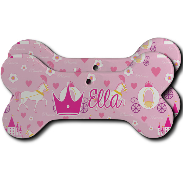 Custom Princess Carriage Ceramic Dog Ornament - Front & Back w/ Name or Text