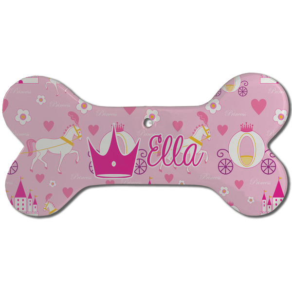 Custom Princess Carriage Ceramic Dog Ornament - Front w/ Name or Text