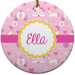 Princess Carriage Round Ceramic Ornament w/ Name or Text