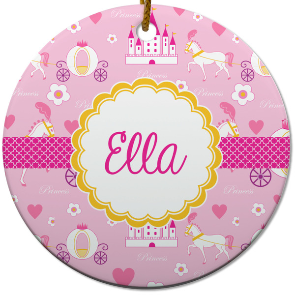 Custom Princess Carriage Round Ceramic Ornament w/ Name or Text